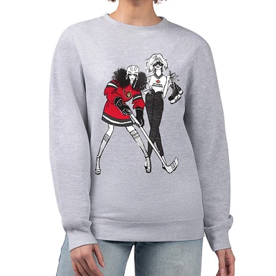 Women's G-III 4Her by Carl Banks  Heather Gray Ottawa Senators Hockey Girls Team Graphic Fleece Pullover Sweatshirt