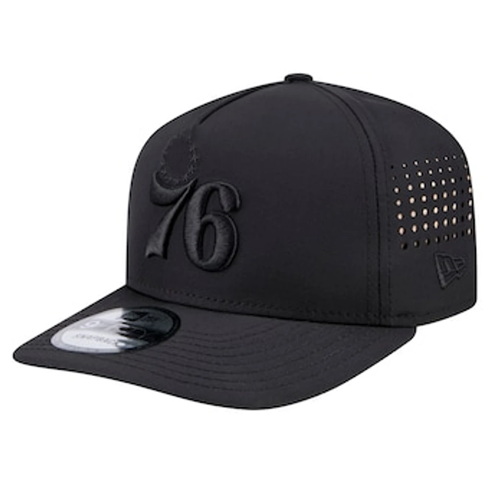 Men's New Era Black Philadelphia 76ers Vented 9FIFTY A-Frame Snapback Hat