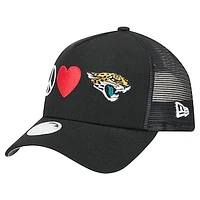 Women's New Era Black Jacksonville Jaguars Peace & Love Trucker 9FORTY Adjustable Hat