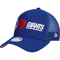 Women's New Era Royal New York Giants Peace & Love Trucker 9FORTY Adjustable Hat