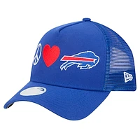 Women's New Era Royal Buffalo Bills Peace & Love Trucker 9FORTY Adjustable Hat