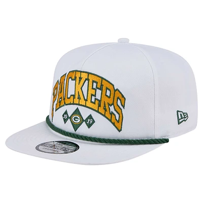 Men's New Era White Green Bay Packers Diamond Golfer Snapback Hat