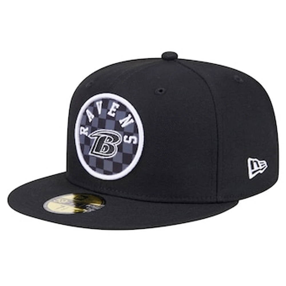 Men's New Era Black Baltimore Ravens Checkered 59FIFTY Fitted Hat