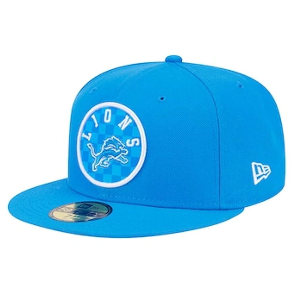 Men's New Era Blue Detroit Lions Checkered 59FIFTY Fitted Hat