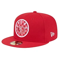 Men's New Era Scarlet San Francisco 49ers Checkered 59FIFTY Fitted Hat