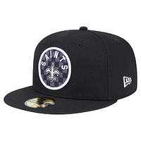 Men's New Era Black Orleans Saints Checkered 59FIFTY Fitted Hat