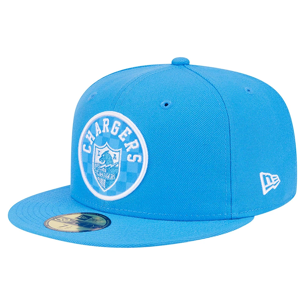 Men's New Era Powder Blue Los Angeles Chargers Checkered 59FIFTY Fitted Hat