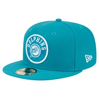 Men's New Era Aqua Miami Dolphins Checkered 59FIFTY Fitted Hat