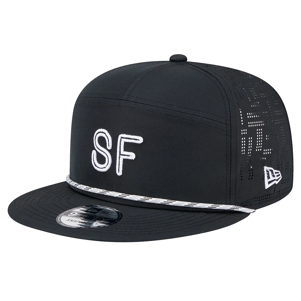 Men's New Era Black San Francisco 49ers Hydro 5-Panel 9FIFTY Snapback Hat