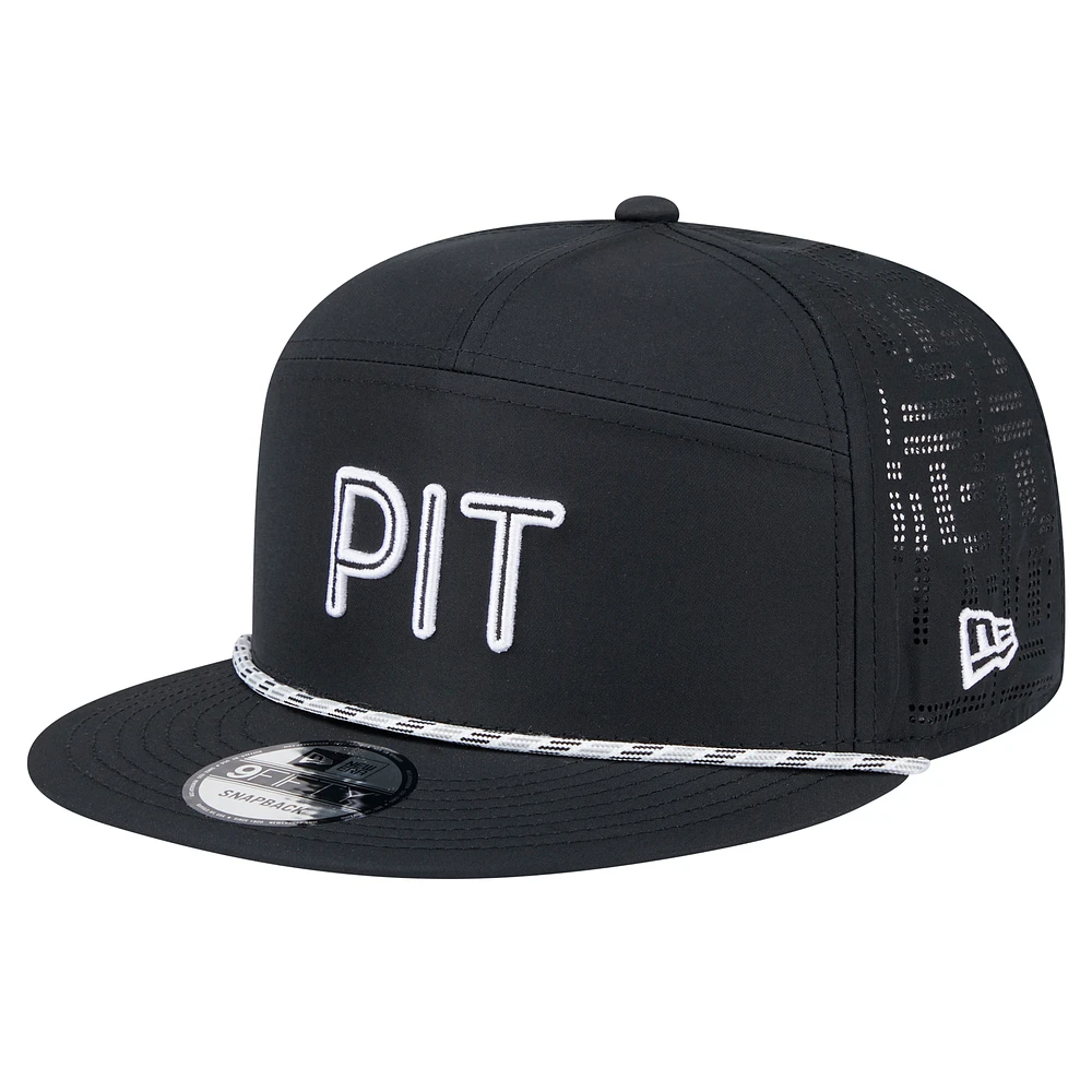 Men's New Era Black Pittsburgh Steelers Hydro 5-Panel 9FIFTY Snapback Hat