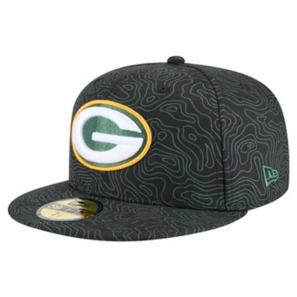 Men's New Era Black Green Bay Packers Geo 59FIFTY Fitted Hat