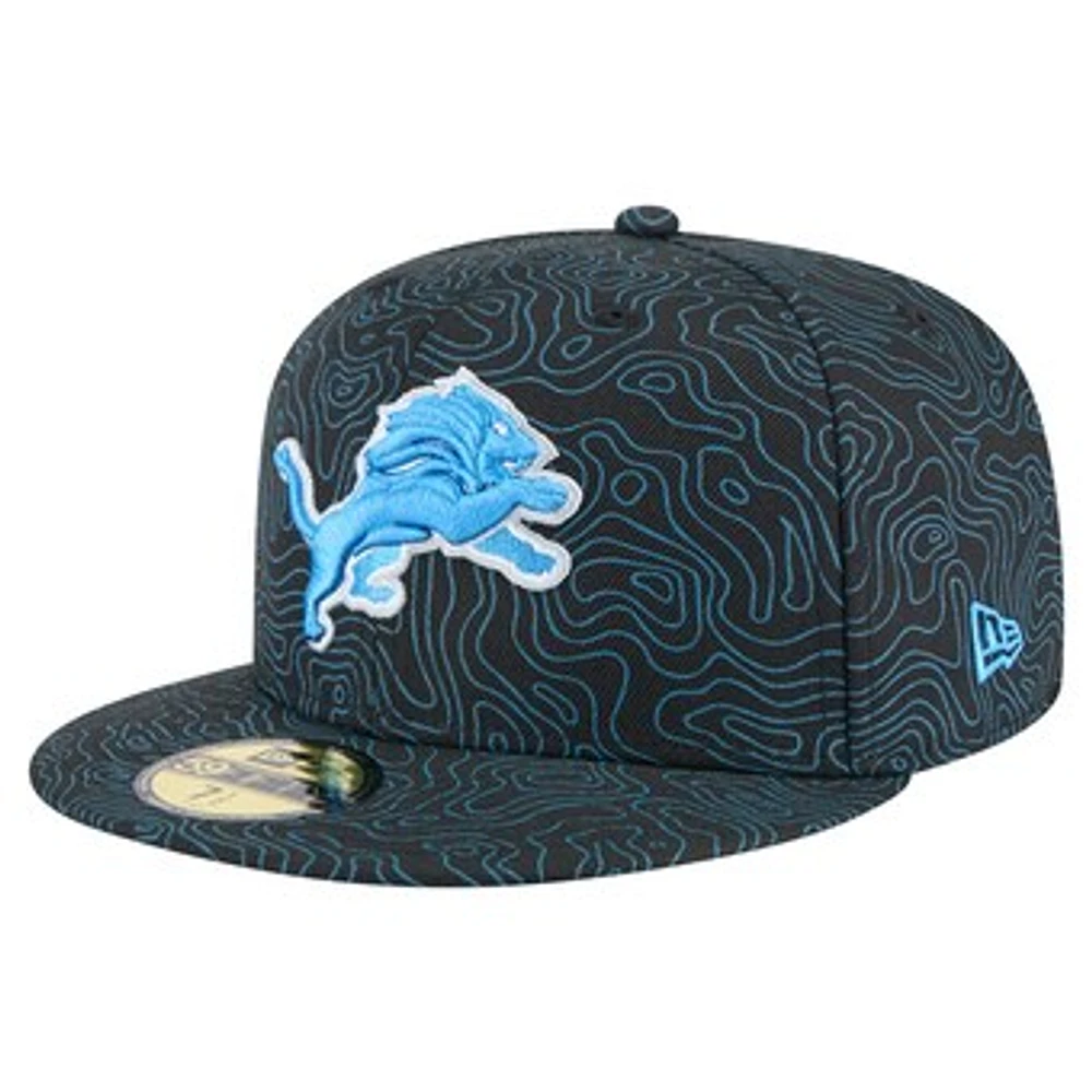 Men's New Era Black Detroit Lions Geo 59FIFTY Fitted Hat