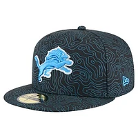 Men's New Era Black Detroit Lions Geo 59FIFTY Fitted Hat