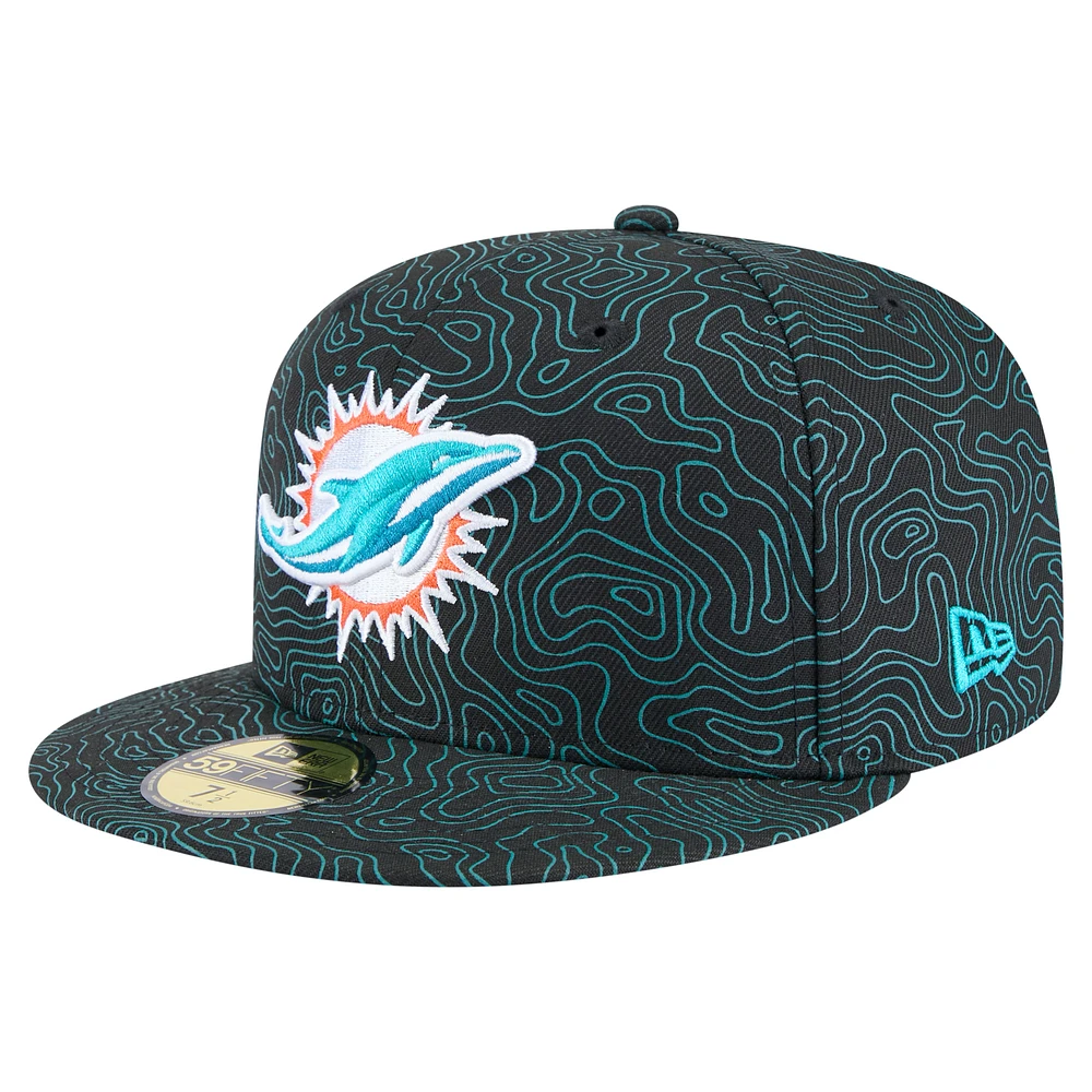 Men's New Era Black Miami Dolphins Geo 59FIFTY Fitted Hat