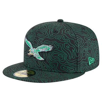 Men's New Era Black Philadelphia Eagles Geo 59FIFTY Fitted Hat