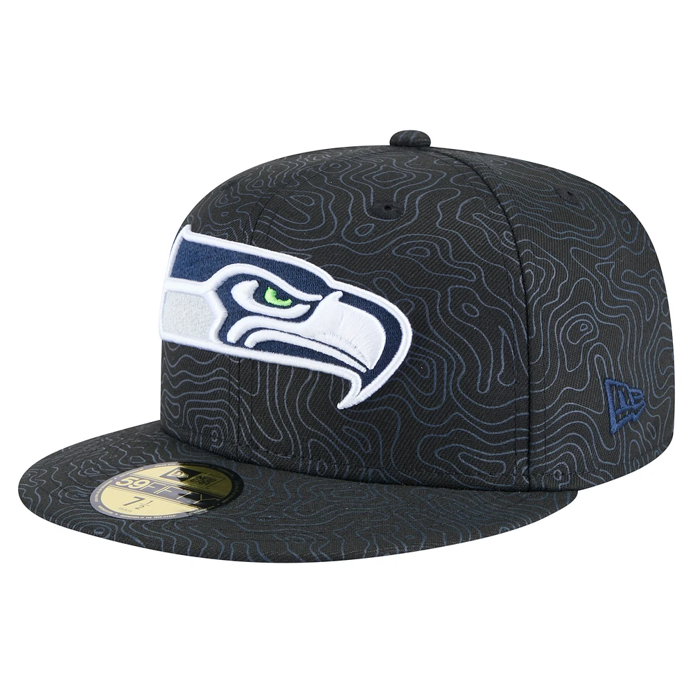 Men's New Era Black Seattle Seahawks Geo 59FIFTY Fitted Hat