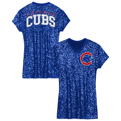 Girls Youth  Royal Chicago Cubs Sequin V-Neck Dress