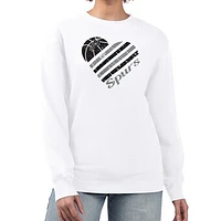 Women's G-III 4Her by Carl Banks  White San Antonio Spurs Heart Graphic Fleece Pullover Sweatshirt