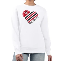 Women's G-III 4Her by Carl Banks  White Portland Trail Blazers Heart Graphic Fleece Pullover Sweatshirt