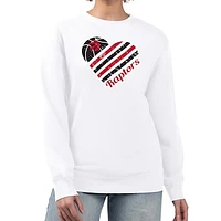 Women's G-III 4Her by Carl Banks  White Toronto Raptors Heart Graphic Fleece Pullover Sweatshirt