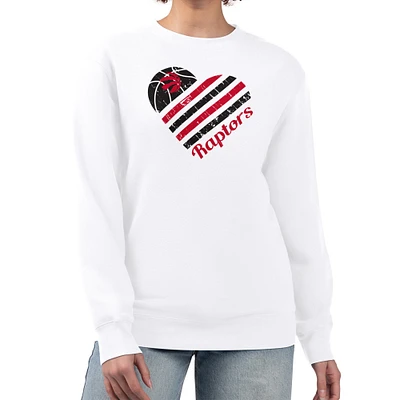 Women's G-III 4Her by Carl Banks  White Toronto Raptors Heart Graphic Fleece Pullover Sweatshirt