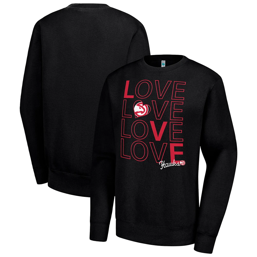 Women's G-III 4Her by Carl Banks Black Atlanta Hawks Large Love Team Graphic Fleece Pullover Sweatshirt