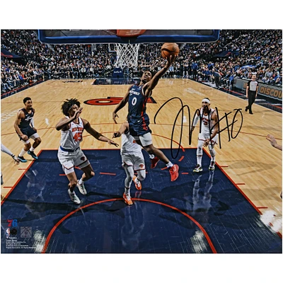 Tyrese Maxey Philadelphia 76ers Autographed 16" x 20" Driving to the Basket Photograph