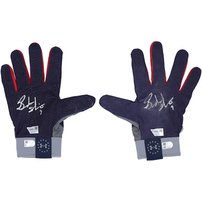 Brandon Nimmo New York Mets Autographed Player-Issued Navy Under Armour Batting Gloves from the 2023 MLB Season