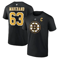 Men's Fanatics Brad Marchand Black Boston Bruins Authentic Stack Name & Number T-Shirt