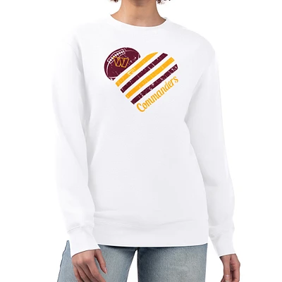 Women's G-III 4Her by Carl Banks  White Washington Commanders Heart Graphic Fleece Pullover Sweatshirt