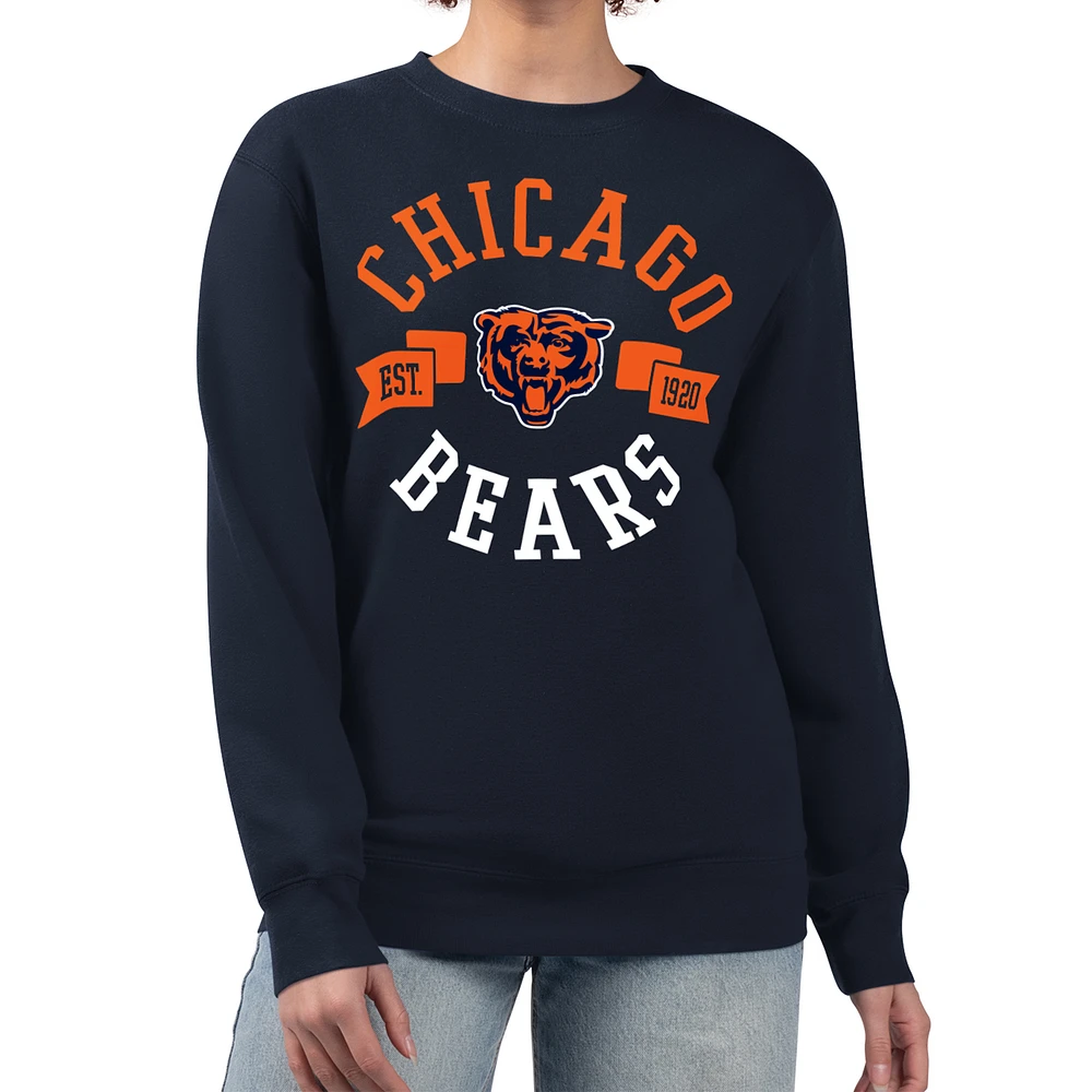 Women's G-III 4Her by Carl Banks Navy Chicago Bears Large Team Graphic Fleece Pullover Sweatshirt