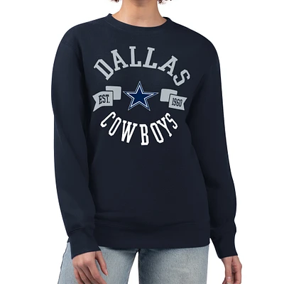 Women's G-III 4Her by Carl Banks  Navy Dallas Cowboys Large Team Graphic Fleece Pullover Sweatshirt
