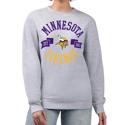Women's G-III 4Her by Carl Banks  Heather Gray Minnesota Vikings Large Team Graphic Fleece Pullover Sweatshirt