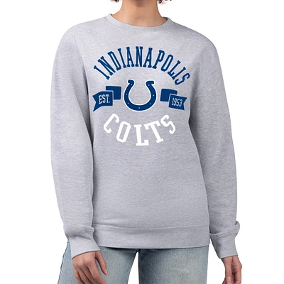 Women's G-III 4Her by Carl Banks  Heather Gray Indianapolis Colts Large Team Graphic Fleece Pullover Sweatshirt