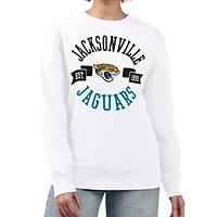 Women's G-III 4Her by Carl Banks  White Jacksonville Jaguars Large Team Graphic Fleece Pullover Sweatshirt