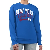 Women's G-III 4Her by Carl Banks  Royal New York Giants Filigree Logo Graphic Fleece Pullover Sweatshirt