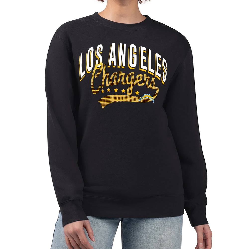 Women's G-III 4Her by Carl Banks Black Los Angeles Chargers Filigree Logo Graphic Fleece Pullover Sweatshirt