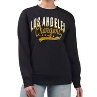Women's G-III 4Her by Carl Banks  Black Los Angeles Chargers Filigree Logo Graphic Fleece Pullover Sweatshirt