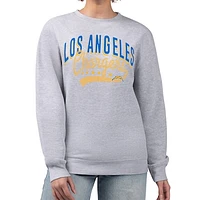 Women's G-III 4Her by Carl Banks  Heather Gray Los Angeles Chargers Filigree Logo Graphic Fleece Pullover Sweatshirt