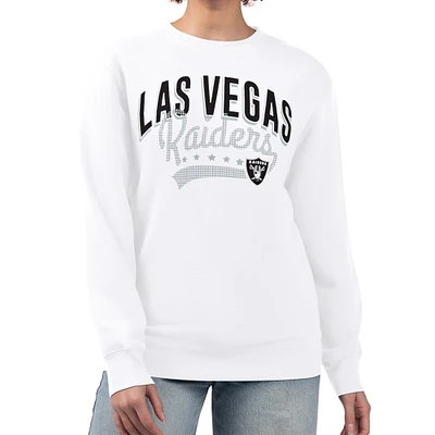 Women's G-III 4Her by Carl Banks  White Las Vegas Raiders Filigree Logo Graphic Fleece Pullover Sweatshirt