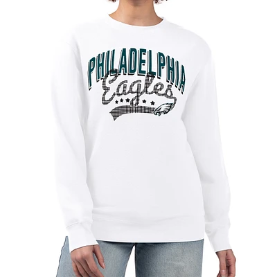 Women's G-III 4Her by Carl Banks  White Philadelphia Eagles Filigree Logo Graphic Fleece Pullover Sweatshirt