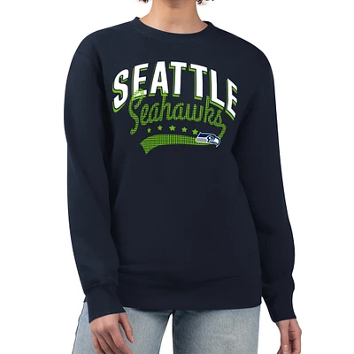 Women's G-III 4Her by Carl Banks  College Navy Seattle Seahawks Filigree Logo Graphic Fleece Pullover Sweatshirt