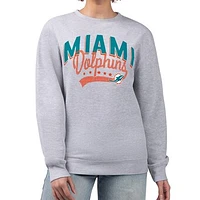 Women's G-III 4Her by Carl Banks  Heather Gray Miami Dolphins Filigree Logo Graphic Fleece Pullover Sweatshirt