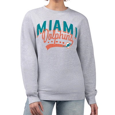 Women's G-III 4Her by Carl Banks  Heather Gray Miami Dolphins Filigree Logo Graphic Fleece Pullover Sweatshirt
