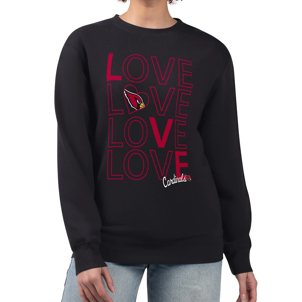 Women's G-III 4Her by Carl Banks Black Arizona Cardinals Lots of Love Graphic Fleece Pullover Sweatshirt