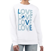 Women's G-III 4Her by Carl Banks  White Detroit Lions Lots of Love Graphic Fleece Pullover Sweatshirt