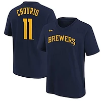 Youth Nike Jackson Chourio Navy Milwaukee Brewers Name & Number T-Shirt