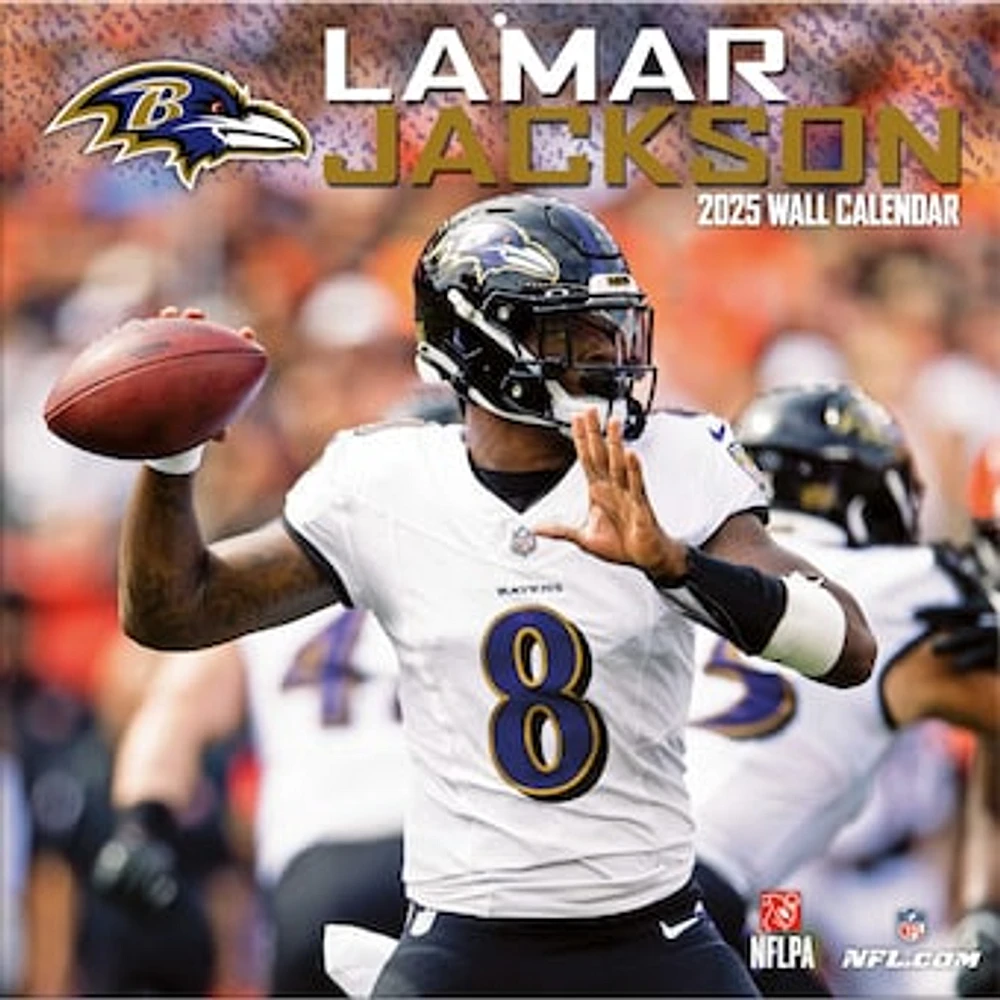 Lamar Jackson Baltimore Ravens 2025 12" x 12" Player Wall Calendar