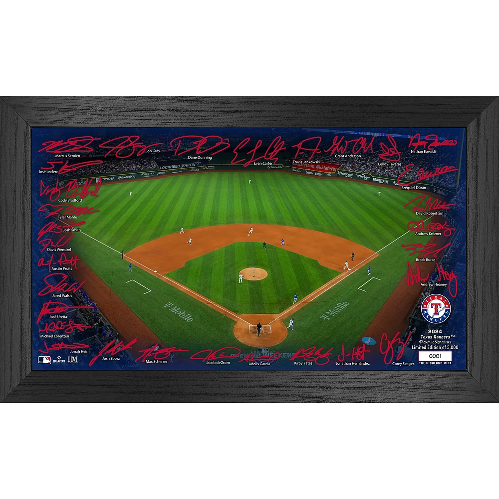Highland Mint Texas Rangers Framed 12" x 20" 2024 Signature Field Photograph - Facsimile Signatures - Limited Edition of 5,000