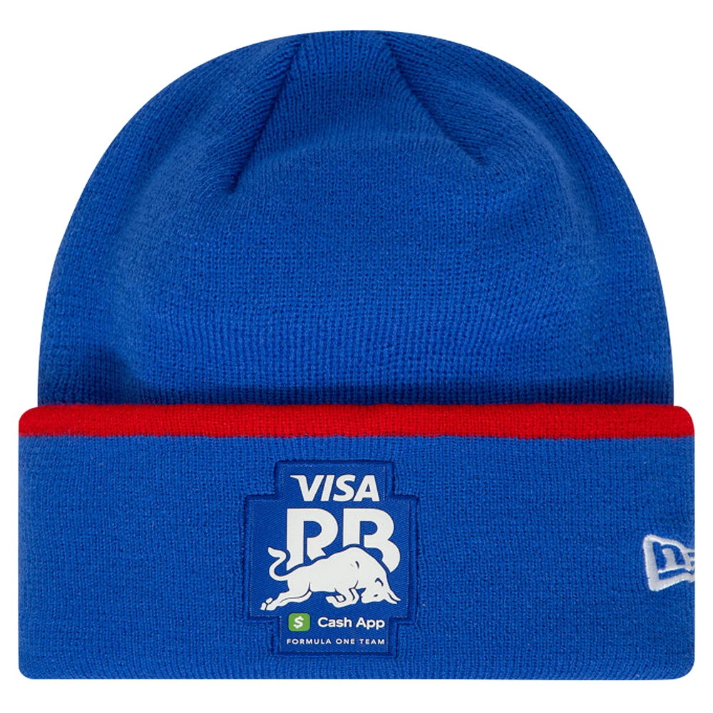 Men's New Era Royal RB Visa Cash App Essential Logo Wide Cuffed Knit Hat